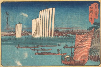 Vitorlás hajók, az Edo tizenkét képe sorozatból, 19. század. alkotó: Ando Hiroshige