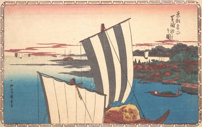 Shell Gathering Shibaurában. alkotó: Ando Hiroshige