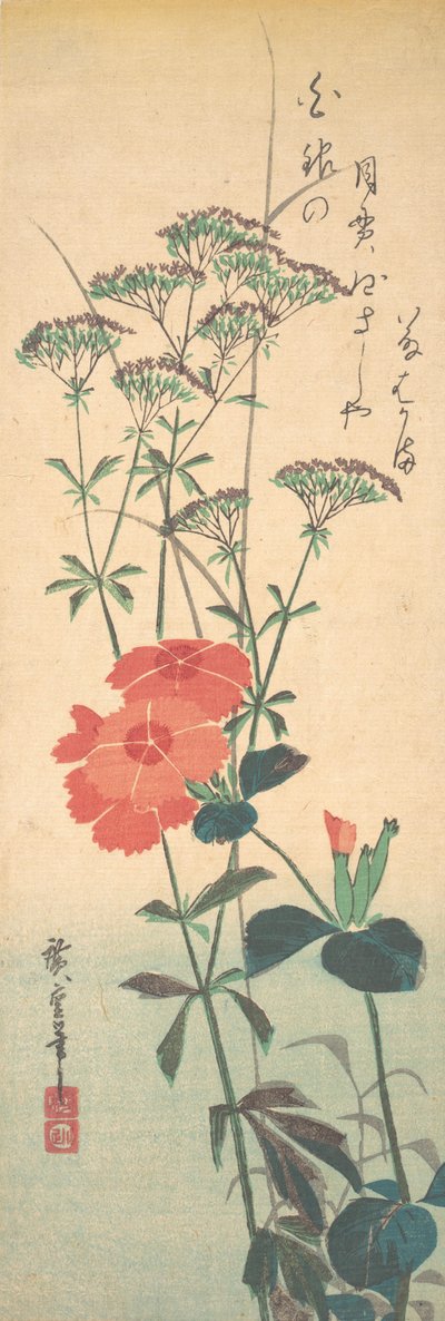Kiváló Pinks és Kínai Agrimony, kb. 1836., kb. 1836. alkotó: Ando Hiroshige