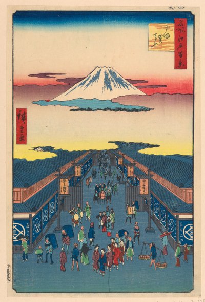 Suruga utca (Suruga-cho) a Száz sorozatból Edo híres kilátásai alkotó: Ando Hiroshige