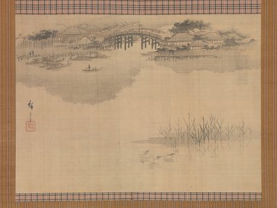 Az Imado-híd a Matsuchi-hegy lábánál, 19. század. alkotó: Ando Hiroshige