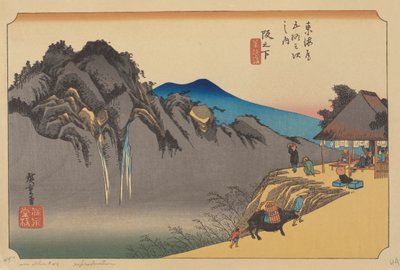 Sakamoshita állomás (színes fatömb) alkotó: Ando or Utagawa (after) Hiroshige