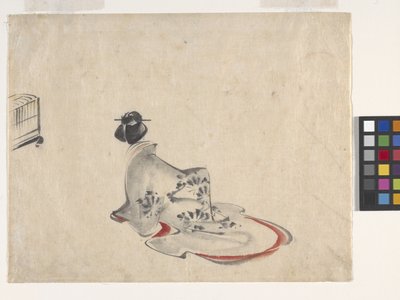 Egy nő meghajol (tinta és szín a papíron) alkotó: Ando or Utagawa Hiroshige
