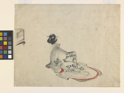 Egy nő meghajol (tinta és szín a papíron) alkotó: Ando or Utagawa Hiroshige