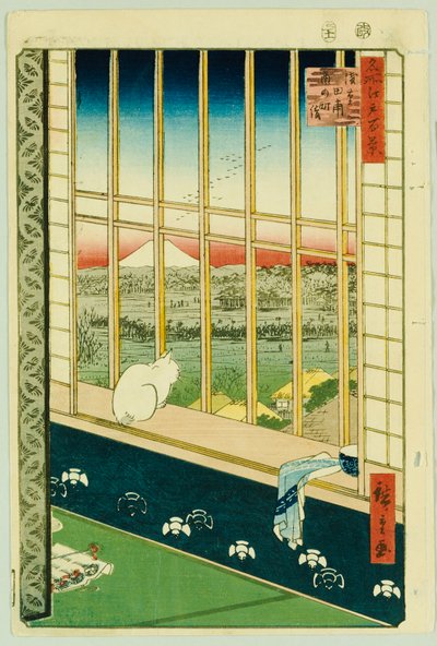 Asakusa rizsföldek a kakasfesztivál alatt alkotó: Ando or Utagawa Hiroshige