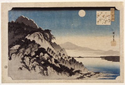 Őszi Hold Ishiyama felett (színes fatömbnyomat) alkotó: Ando or Utagawa Hiroshige