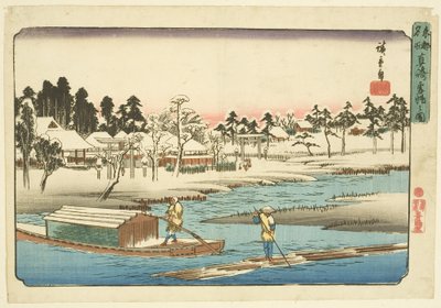 Tiszta idő hó után Massakinál (Massaki yukibare no zu) (színes fatömbnyomat) alkotó: Ando or Utagawa Hiroshige