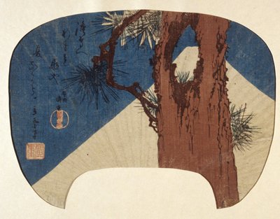 Fan Print: Pine & Mt. Fuji alkotó: Ando or Utagawa Hiroshige