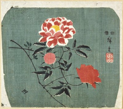 Legyezőnyomat: Rose alkotó: Ando or Utagawa Hiroshige