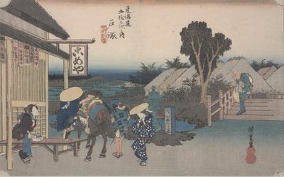Fork in the Road Motomachinál alkotó: Ando or Utagawa Hiroshige