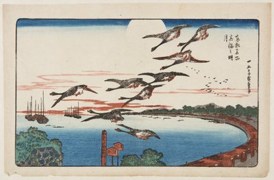 Telihold Takanawa felett (Takanawa no meigetsu) (színes fatömbnyomat) alkotó: Ando or Utagawa Hiroshige