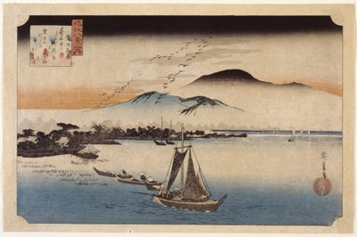 Geese Homing At Katata (színes fatömbnyomat) alkotó: Ando or Utagawa Hiroshige
