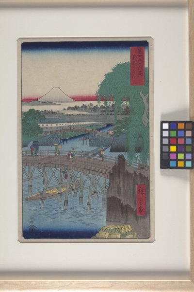 Ichikoku-híd a keleti fővárosban (T?to: Ichikoku Bashi) (színes fatömbnyomat) alkotó: Ando or Utagawa Hiroshige