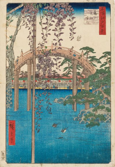 Tényező a Kameido Tenjin Shline-ben alkotó: Ando or Utagawa Hiroshige