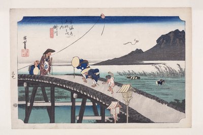 Kakegawa: Kilátás az Akiba-hegyre (Kakegawa, Akiba-san enb?) (színes fatömbnyomat) alkotó: Ando or Utagawa Hiroshige