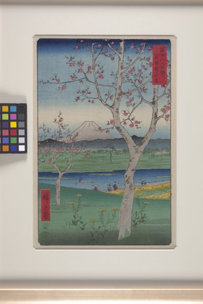 Koshigaya Musashi tartományban (Musashi Koshigaya) (színes fatömbnyomat) alkotó: Ando or Utagawa Hiroshige