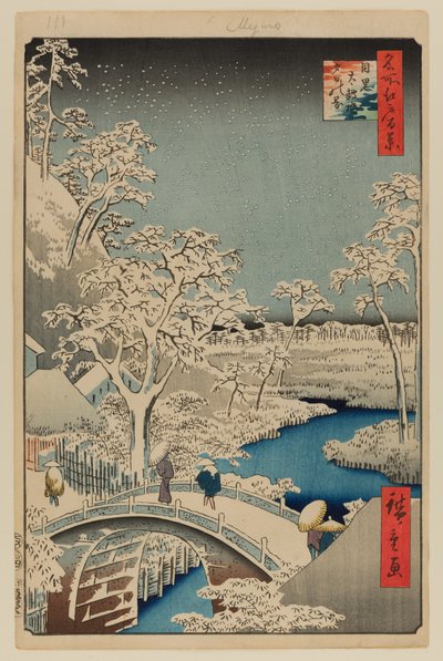 Meguro dobhíd és Sunset Hill alkotó: Ando or Utagawa Hiroshige
