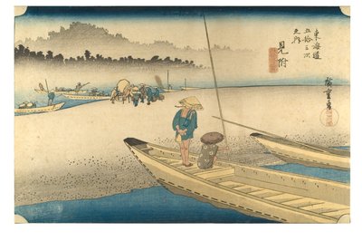 Nr. 29 Mitsuke - Tenryu folyó, Edo-korszak, 1833-34 körül (fametszet, papír) alkotó: Ando or Utagawa Hiroshige