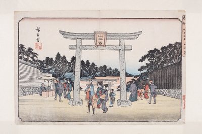 Sann? Szentély a Nagata lovaglópályán (Nagatababa Sann?g?) (színes fatömbnyomat) alkotó: Ando or Utagawa Hiroshige