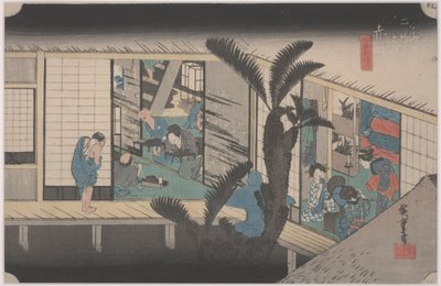 Jelenet egy fogadóban alkotó: Ando or Utagawa Hiroshige