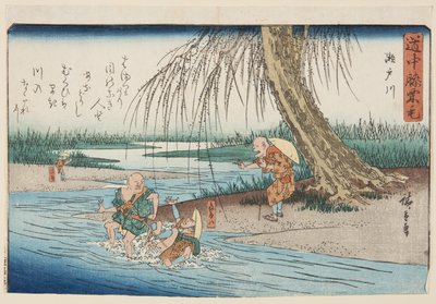 Seto folyó (Setogawa) (színes fatömbnyomat) alkotó: Ando or Utagawa Hiroshige