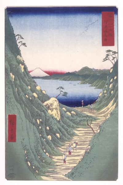 Shiojiri-hágó Shinano tartományban (Shinano Shiojirit?ge) (színes fatömbnyomat) alkotó: Ando or Utagawa Hiroshige
