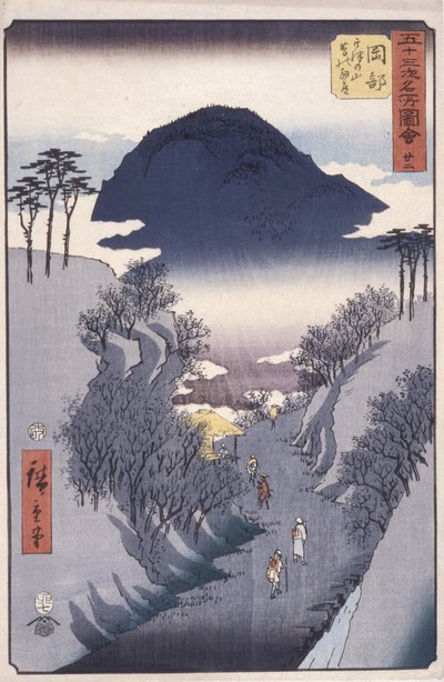 Station 22, Okabe (színes fatömbnyomat) alkotó: Ando or Utagawa Hiroshige