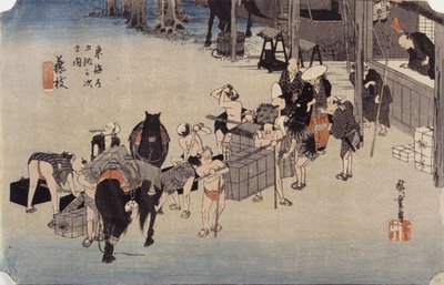 Station 23, Fujieda (színes fatömbnyomat) alkotó: Ando or Utagawa Hiroshige