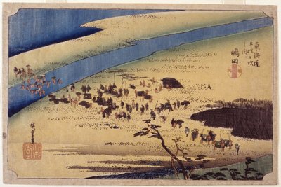 Station 24, Shimada (színes fatömbnyomat) alkotó: Ando or Utagawa Hiroshige