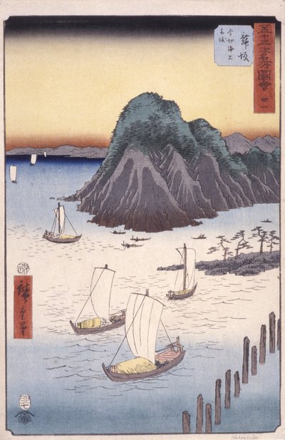 Station 31, Maisaka (színes fatömbnyomat) alkotó: Ando or Utagawa Hiroshige
