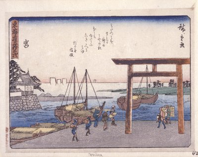 Station 42, Miya (színes fatömbnyomat) alkotó: Ando or Utagawa Hiroshige