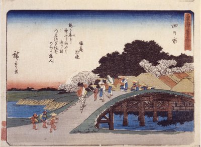 Station 44, Yokkaichi (színes fatömbnyomat) alkotó: Ando or Utagawa Hiroshige