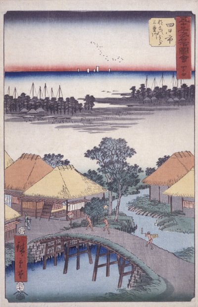 Station 44, Yokkaichi (színes fatömbnyomat) alkotó: Ando or Utagawa Hiroshige