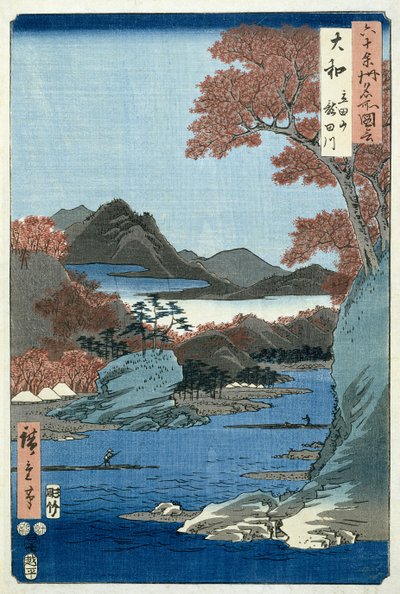 Tatsuta River, Yamato Province (woodblock print) alkotó: Ando or Utagawa Hiroshige