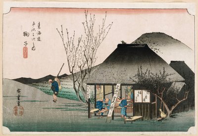 The Famous Teahouse at Mariko", a "The Fifty-Tree Stations of the Tokaido" sorozatból, 1834 körül alkotó: Ando or Utagawa Hiroshige