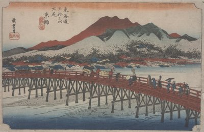 A Nagy Sanjo híd, 1834 alkotó: Ando or Utagawa Hiroshige