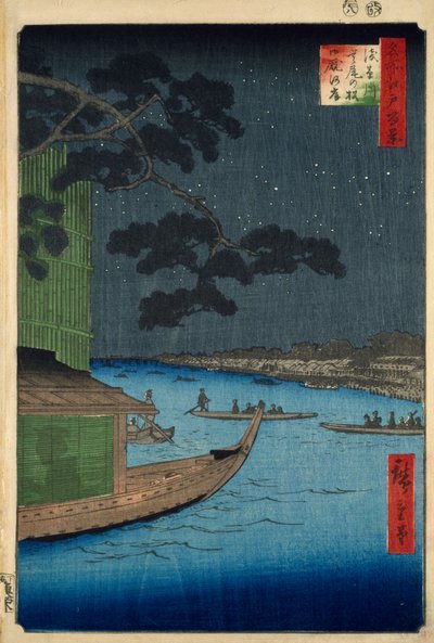 A "siker fenyője" az Onmaya rakparton, az Asakusa folyón alkotó: Ando or Utagawa Hiroshige