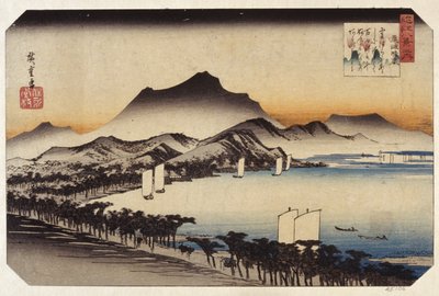 Időjárás Awazunál (színes fatömbnyomat) alkotó: Ando or Utagawa Hiroshige