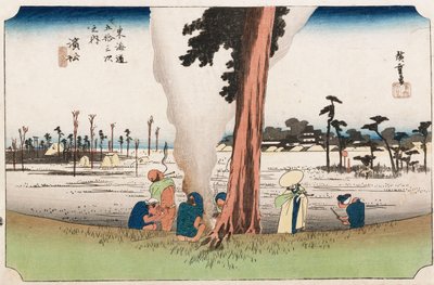 Winter View, Hamamatsu, a "The Fifty-Three Stations of The Tokaido" sorozatból, 1834 körül alkotó: Ando or Utagawa Hiroshige