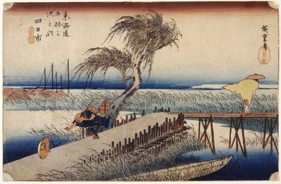Yokkaichi (44-es állomás) (színes fatömbnyomat) alkotó: Ando or Utagawa Hiroshige