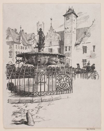 Illusztráció a "Június 11."-hez (The fountain on Gammelt Torv) alkotó: André Bork