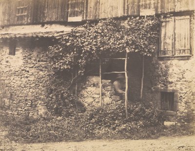 [Rustic Building with Man Under Trellis], kb. 1853. alkotó: André Giroux