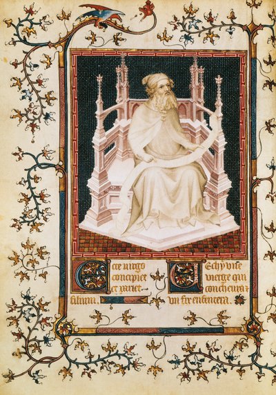 Ézsaiás próféta, miniatűr a Zsoltárból, Andre Beauneveu Berry hercegének, kézirat, Franciaország. alkotó: Andre Beauneveu