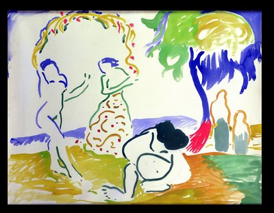 Fürdőzők, 1905 körül (akvarell, papír) alkotó: Andre Derain