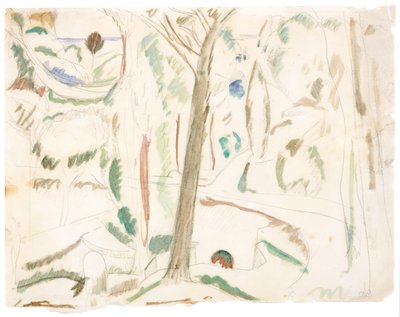 Cím nélkül (tanulmány a The Turning Roadhoz), 1906 körül (grafit és akvarell, papír) alkotó: Andre Derain