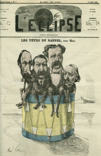 Auguste Vacquerie (1819-1895), Victor Hugo (1802-1885), Charles Hugo (1826-1871) és Paul Meurice (1818-1905), francia irodalmárok. Borító a Gill „” L