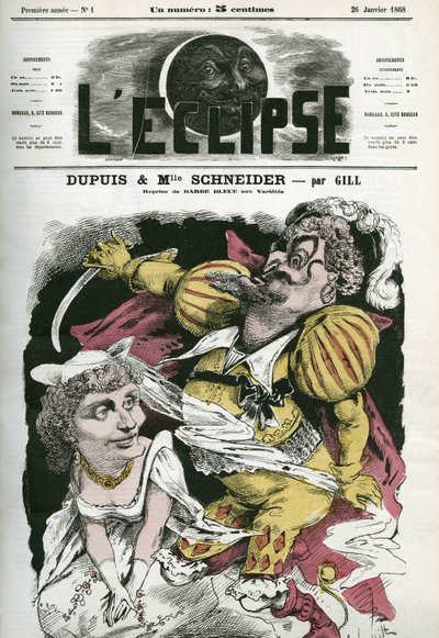 Beard-Bleue, operaétel Offenbach zenéjére a Varietes színházban, Dupuis „Beard-Bleue”-ként és Hortense Schneider Boulotte-ként. Borító a „” L