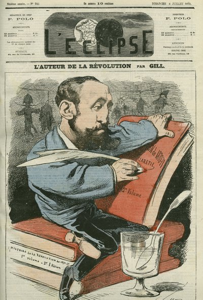 Jules Claretie (1840-1913) francia regényíró, drámaíró és kritikus rajzfilmje. Borító a Gill „” L