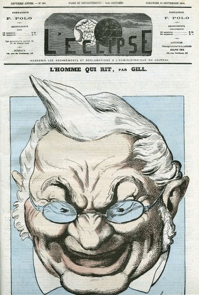 Rajzfilm „a nevető emberről”, Adolphe Thiers (1797-1877), francia politikus. Borító a „” L