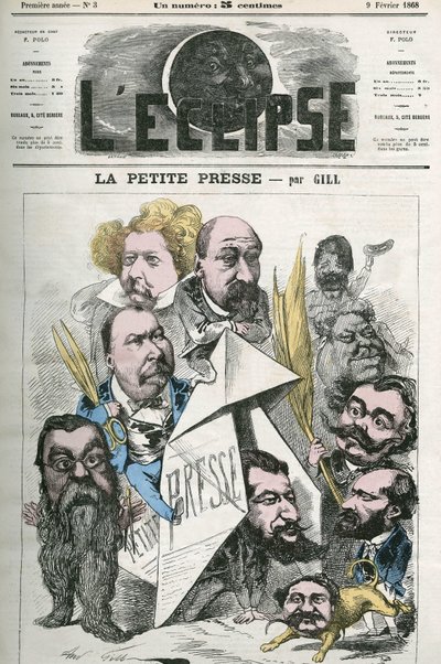 A „La Petite Presse” megalkotása Jannin, Delsaux, Hermant, Hemery, De Balathier, Bragelonne, Dumas, Ponson du Terrail, Jean du Boys, Revillon és Coste közreműködésével. Borító: Gill „The Eclipse”, február 9 alkotó: Andre Gill